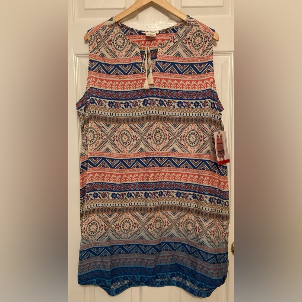 Sleeveless Boho Beach Dress New Stripe & Geometric Print Dress - Picture 12 of 16